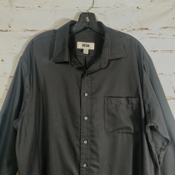 Joseph Abboud Black Egyptian Cotton Button Up Shirt 17.5 40 Long Sleeve Mens - Picture 7 of 8